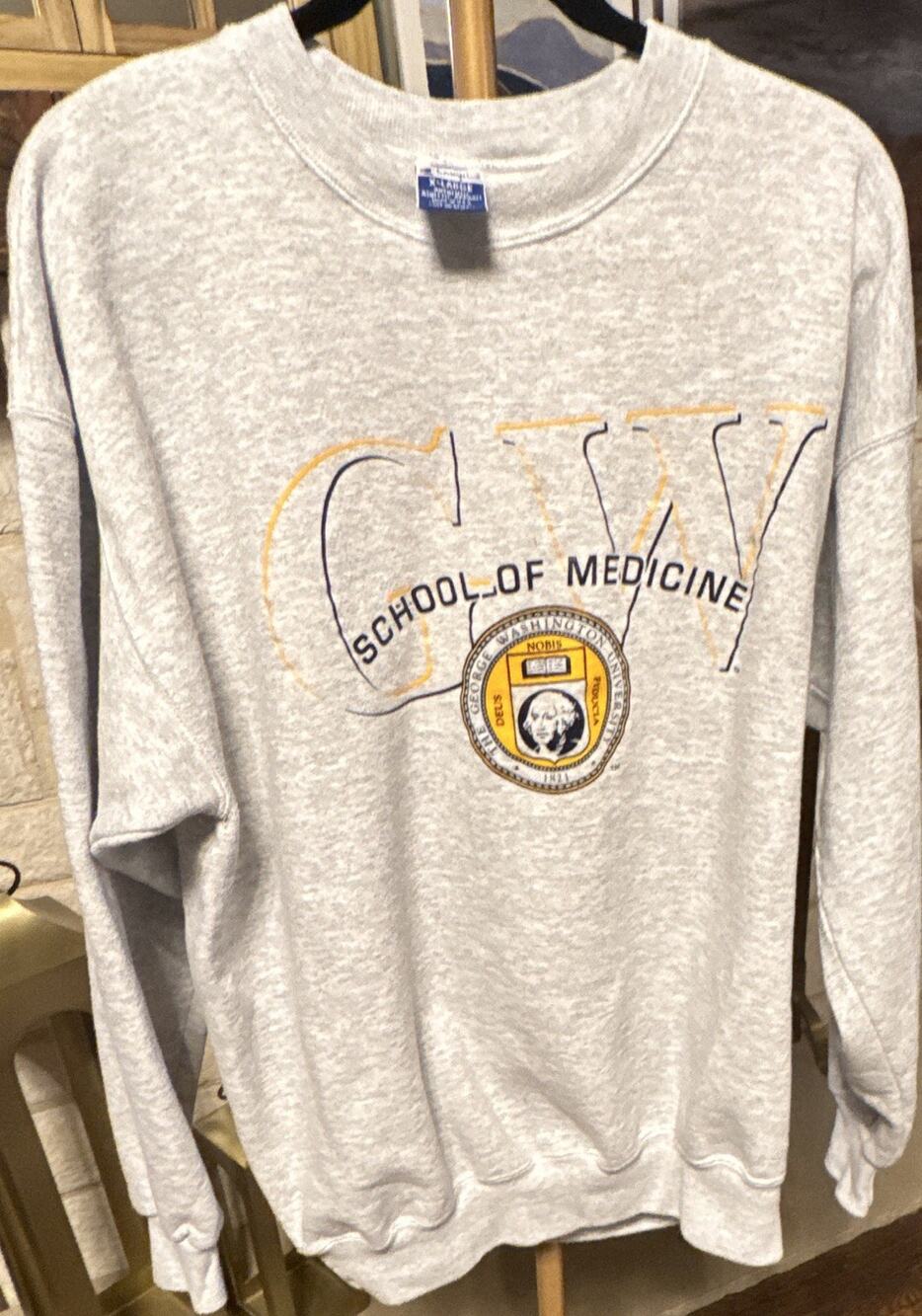 Vintage 90’ Champion GWU School of Medicine Crewneck Sweatshirt Grey XL